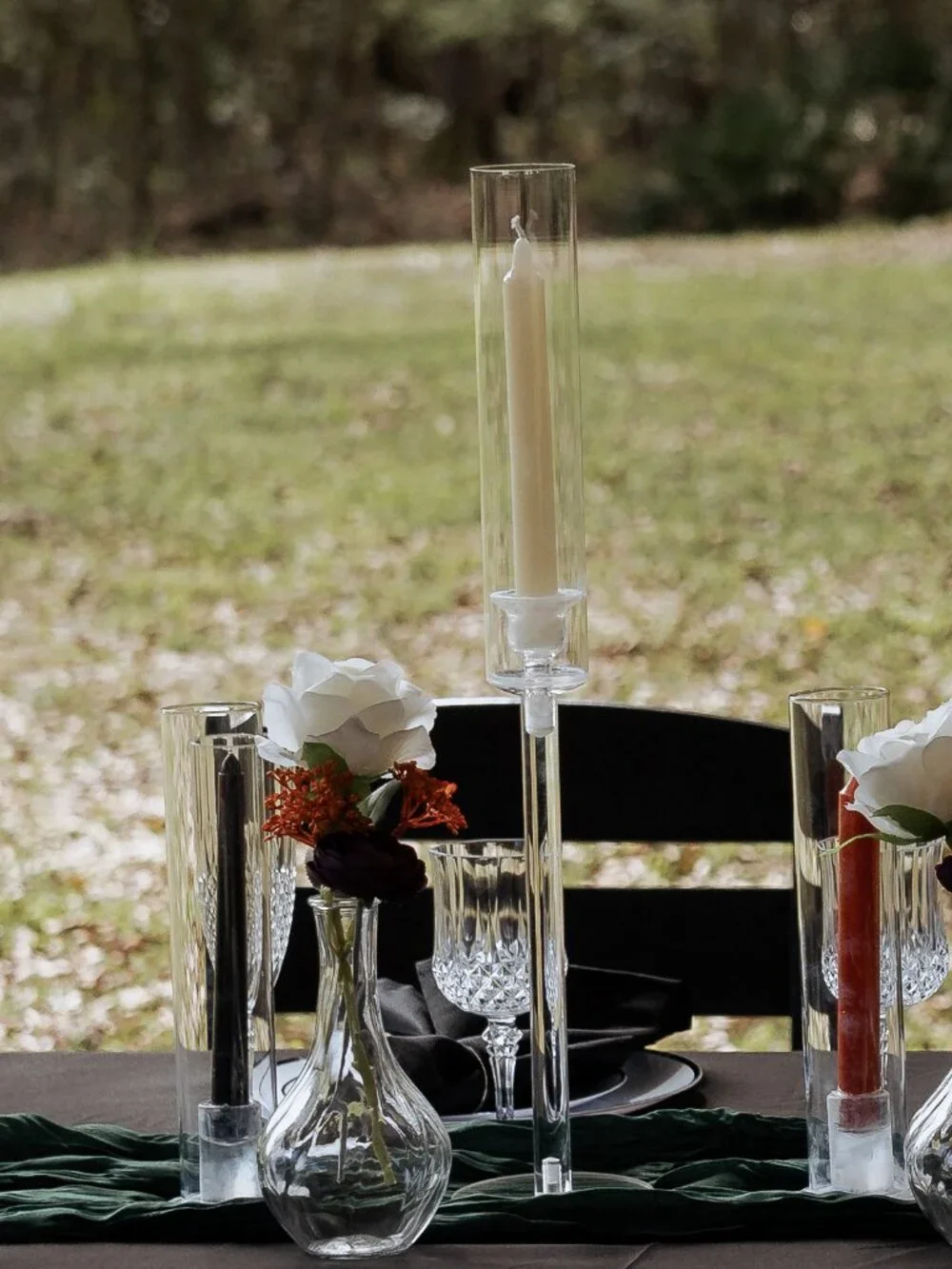 24 clear acrylic candle holders with protective shade
